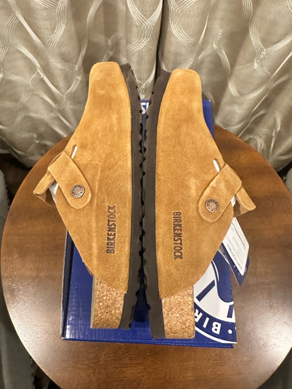 BIRKENSTOCK Boston Mink Tan Suede Leather Clogs - Picture 10 of 15